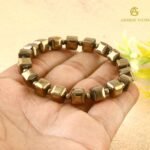 Golden Pyrite Cube Bracelet (Coated Hematite) – Wealth & Protection Crystal Jewelry - Image 3
