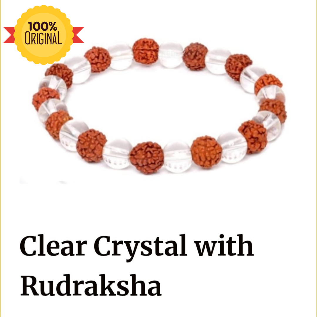 129_ad047834-e264-4410-8332-f12e73cbeb93-1.png Natural Clear Quartz + Rudraksh Bracelet - Image 1