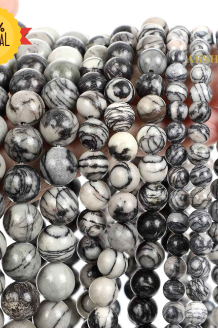 Natural Black Web Jasper String