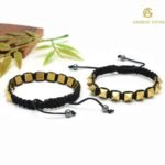 Golden Pyrite Pyramid (Coated Hematite) Braided Bracelet - Image 3