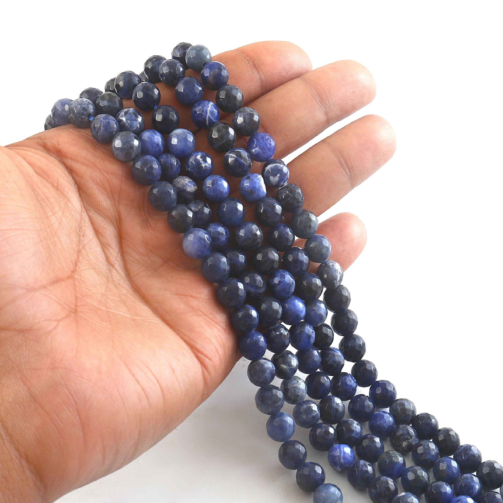 IMG_5339-1.jpg 8mm Faceted Blue Sodalite Beads String – Natural Sodalite Round Beads for Jewellery Making (Wholesale) - Image 1