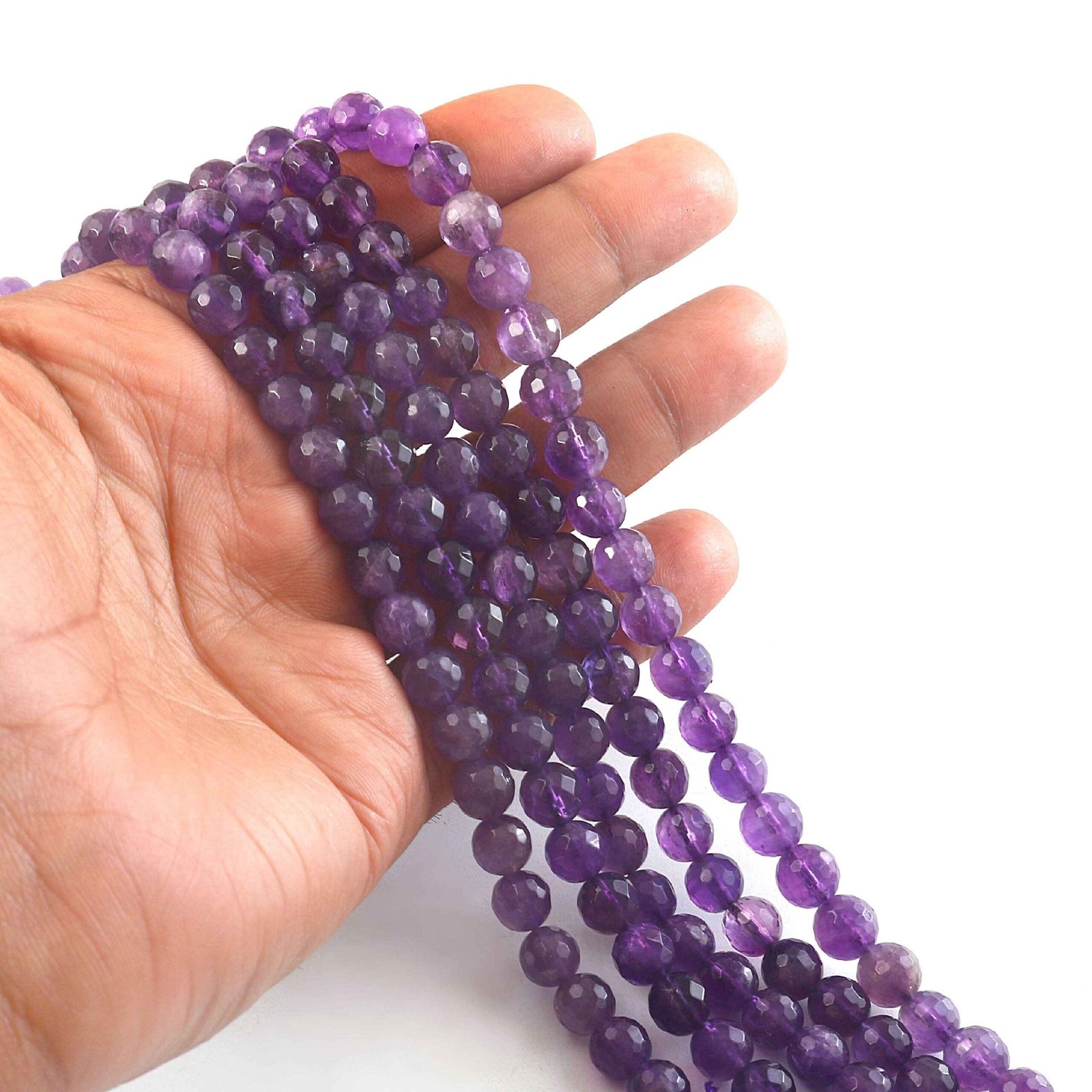 IMG_5343-1.jpg 8mm Faceted Amethyst Beads String – Natural Purple Amethyst Round Beads for Jewellery Making (Wholesale) - Image 1