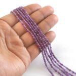 3mm Natural Amethyst Faceted Beads String – Purple Round Gemstone Loose Beads for Jewellery Making (Wholesale)