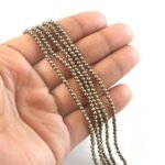 3mm Natural Pyrite Faceted Beads String – Metallic Gold Round Gemstone Loose Beads for Jewellery Making (Wholesale)