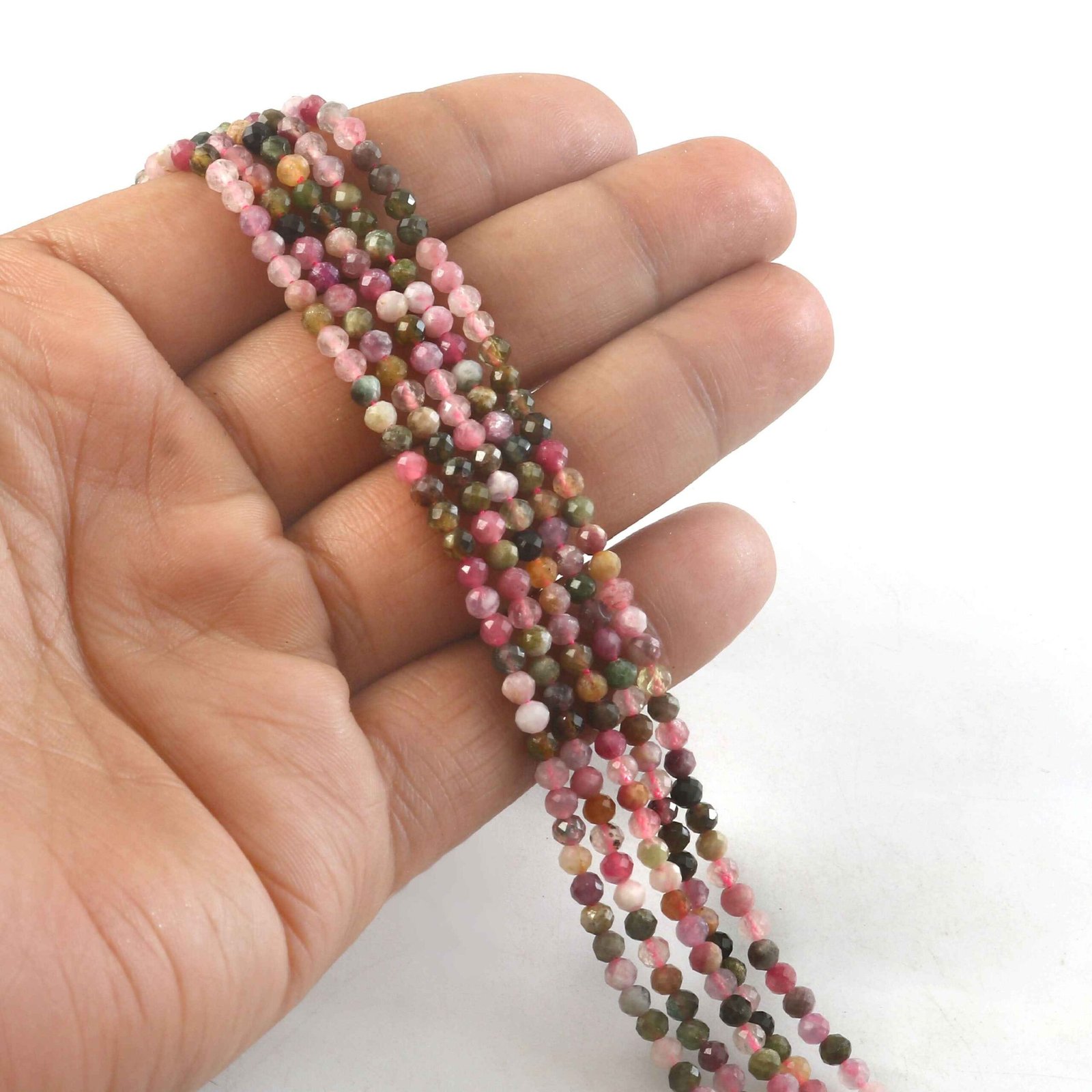 IMG_5433-1.jpg 3mm Natural Multi Tourmaline Faceted Beads String – Mixed Color Round Gemstone Loose Beads for Jewellery Making (Wholesale) - Image 1
