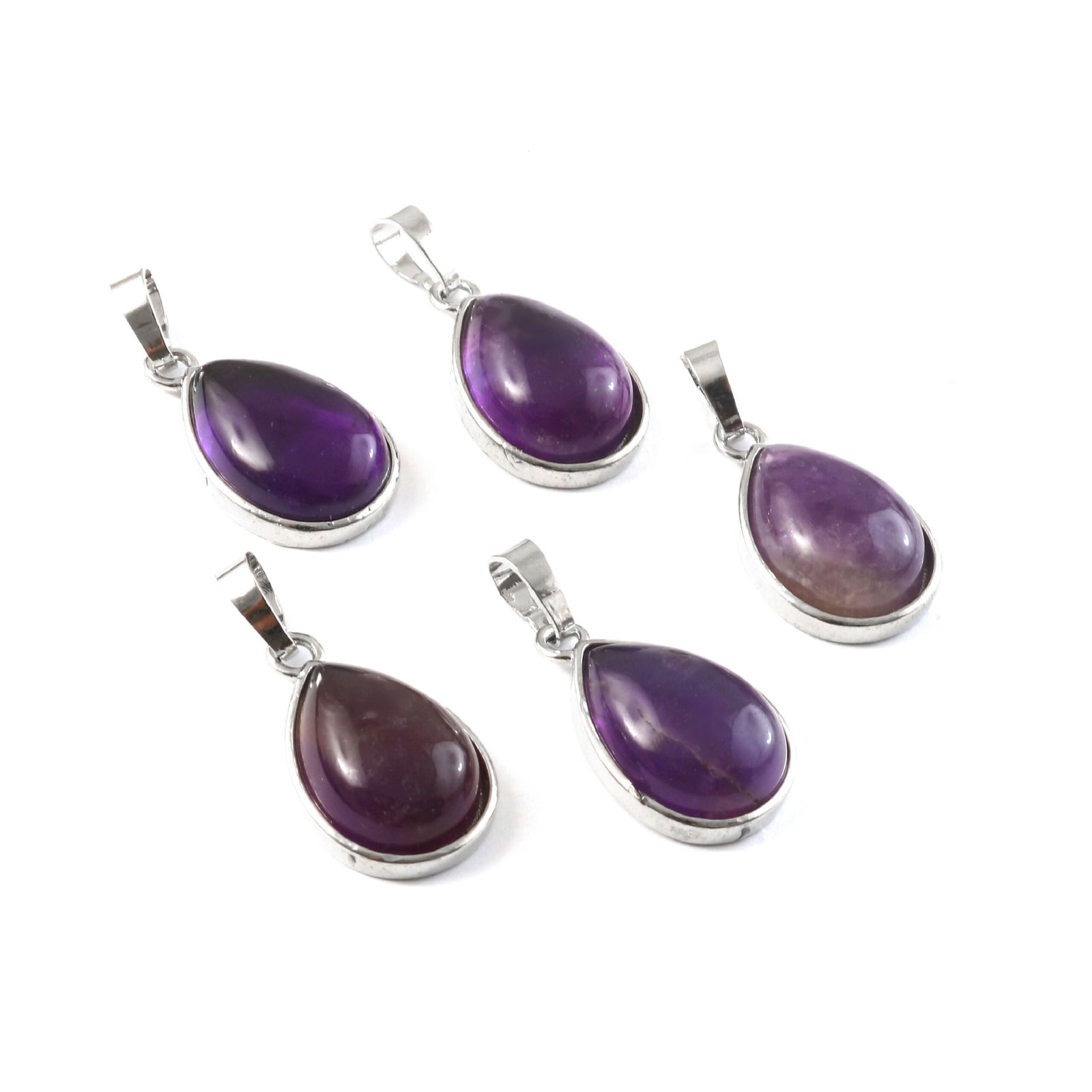 IMG_5443-1.jpg Natural Amethyst Pear Pendant – Purple Teardrop Gemstone Pendant for Jewellery Making & Resale (Wholesale) - Image 1