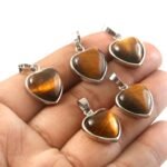 Natural Yellow Tiger Eye Heart Pendant – Golden Brown Gemstone Heart Charm for Jewellery Making & Resale (Wholesale) - Image 2