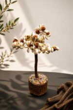 Natural Rudraksha & Shell Gemstone Tree – Handcrafted Decorative Art